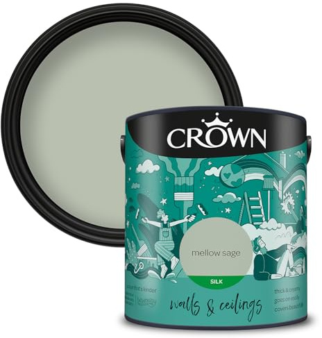 Crown Walls & Ceilings Silk Emulsion Paint, Size 2.5L, Mellow Sage