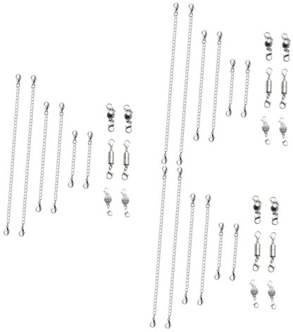 SHINEOFI 3 Sets 12pcs DIY Necklace Buckle Silver Chain Extender Jewelry-Making Chains Supplies