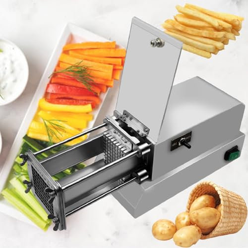 Cortador de Verduras eléctrico, Cortador de Papas Fritas eléctrico con Cuchilla de cuña de 8 mm, Cortador de Papas Fritas, Cortador de Papas eléctrico de Acero Inoxidable Horizontal: Hogar y