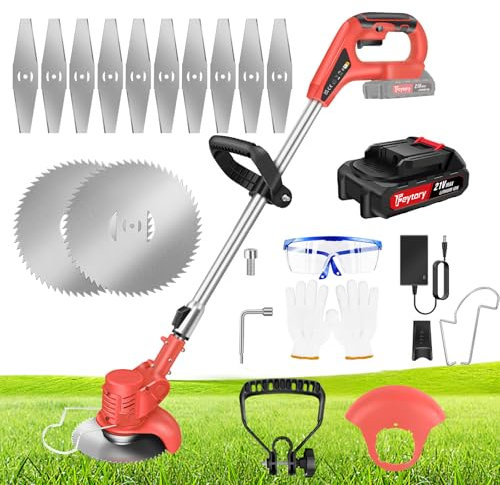 Cordless Strimmer,850W Electric Garden Cordless Retractable Grass Trimmers with Li-ion Battery Telescopic Lightweight Grass Trimmer with 90° Head pivots,Complete Yard Tool Kit for Thick Grass & Bushes