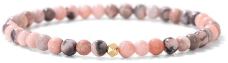 JENCVNL 4mm Naturstein Perlen Stretch Armband Damen Echtes Naturstein Armband mit 18K Gold Perlen Edelsteine Stretch Armbänder Perlenarmband