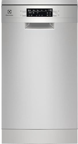 Electrolux Lavavajillas de 45 cm, ESS42220SX, 9 cubiertos, Serie 600 SatelliteClean, Motor Inverter, Display Digital, 8 programas, ExtraHygiene, AirDry, Inox