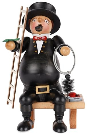 HGD - Räuchermännchen „Dickbauch Schornsteinfeger“ - Räucherfigur aus Holz, Räucherkerzenhalter Glücksbringer, Dekoration Sammlerfigur, Geschenkidee für Sammler, Räucherkerze Figur - 13 x 23 x 14 cm