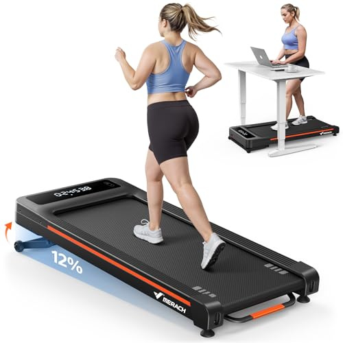 MERACH Walking Pad, Laufband Für Zuhause mit 12% Automatischer Steigung, Max 180KG, 3.5PS Leiser Motor, Laufband Schreibtisch für den Heim- und Bürogebrauch, Geräuscharme Laufbänder, Fernbedienung