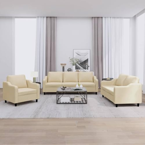Sinkzol 3-TLG. Soffset med kudde gräddfärgat tyg, hörnsoffa vardagsrum, sittbänk, lounge, inklusive förvaringsutrymme och ryggstöd, bekväm bäddsoffa för gästrum, stabil klädselbänk