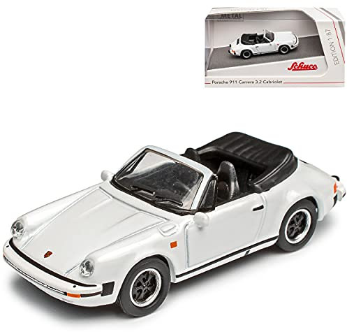 Porsche 911 3.2 G-Modell Weiss Cabrio 1973-1989 H0 1/87 Schuco Modell Auto mit individiuellem Wunschkennzeichen