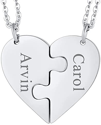 Cupimatch Freundschaftskette BFF Ketten für Freunde Freundin Familie - Personalisiert Liebe Herz Puzzle Halsketten für 2-3-4-5