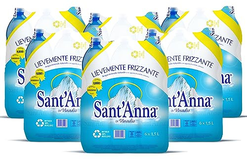 Acqua Sant'Anna Pack 1,5L Lievemente Frizzante | 36 Bottiglie | Acqua Minerale Lievemente Frizzante Oligominerale Minimamente mineralizzata | Plastica 100% Riciclabile