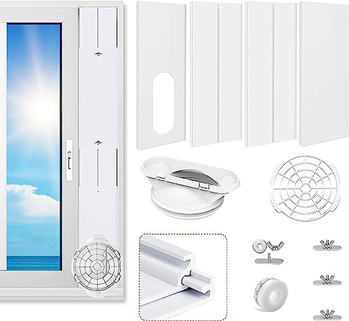 LINGKY Kit Ventana Aire Acondicionado Portátil, Placas de Sellado de Ventana Corredera de Aire Acondicionado Portátil, Adecuado para Tubos de 5/5,9 de diámetro, con Adaptador de Ventana