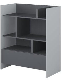 MEBLINI Wohnzimmerschrank für Schrankbett Bed Concept - Hochschrank mit Regalen, Fächern und Schublade - BC-25 - Grau/Graphit