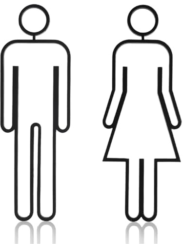WC Schild, 2 Pcs Toilettenschild für Männer und Frauen, Selbstklebend Türschild Toilette, Acryl-Figuren Symbol, Badezimmerschild für Gäste WC (Schwarz)