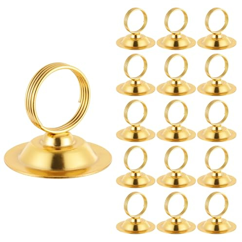 Urban Deco 16 PK Table Card Holder Place Card Holders Steel Card Holders for Photos, Food Signs, Memo Notes, Weddings, Restaurants, Birthday（Gold）