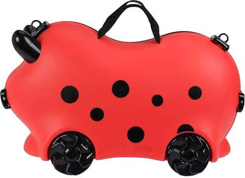 Annastore Kinder Reisekoffer Handgepäck Kinderkoffer – Tier-Design Koffer mit Sitzfunktion-Multifunktionsband Hartschale – Trolley für Reisen, Urlaub & Spielspaß (52 x 21 x 32 cm) (Rot)