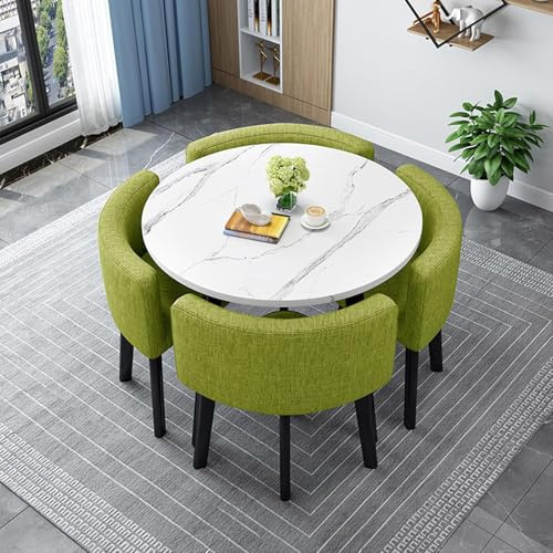 Elegant runt fyrkantigt matbordsset med 4 multifunktionella trästolar – perfekt för kök, vardagsrum, matsal, reception och konferensutrymmen.