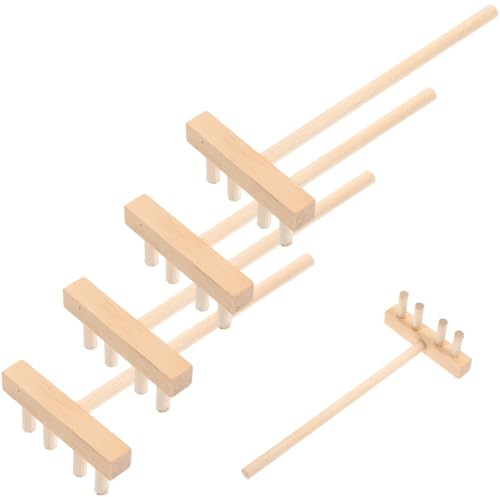 GALPADA 5Pcs Mini Wooden Rakes Bamboo Handicrafts Sand Table Accessories Small Zen Garden Rakes for Desktop Micro Landscape Scene Layout Tools