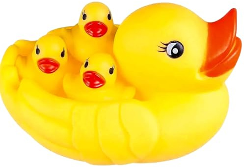 Thapncow 4 pezzi giocattolo da bagno，gomma con anatra，Giocattoli da Bagno per Bambini, Giochi Bagnetto Neonato 6+ Mesi, giocattolo classico per il bagno