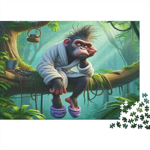 Monkey 1000 Pc Thick Sturdy Paper Puzzle Monkey in Robe Jungle Tree UK Home Decor Family Puzzle for Adults Seniors Group Activity 70x50cm/1000pcs