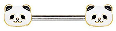 eeddoo Brustwarzen-Piercing Panda Silber Edelstahl
