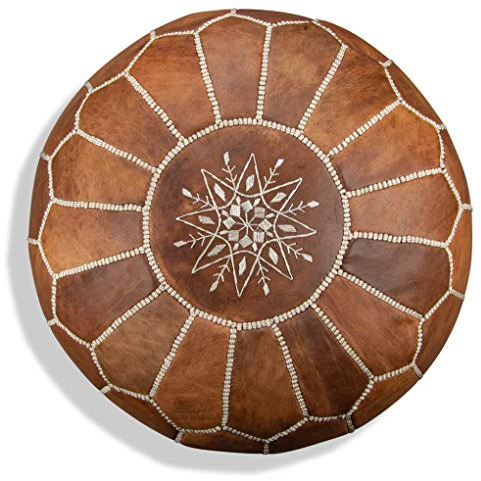 Poufs&Pillows Premium handgjord läderpuff - handgjord - levererad fylld - ottoman, fotpall, golvkudde