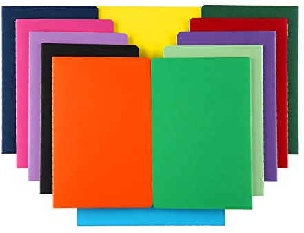 YOOMONA Farbenfroh Notizbuch A5 Blanko | 12 Stück in 12 Farben – Tagebücher mit 30 Blatt/60 Seiten | Für Büro, Schule & Klassenzimmer, Umweltfreundliches Papier, Perfekte Gastgeschenke