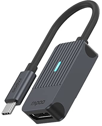 Rapoo | Adaptador de DisplayPort a USB-C,UCA-1005, Gris Oscuro | Convertidor Compacto y portátil de una Sola Entrada y Salida con Plug and Play fácil de Usar