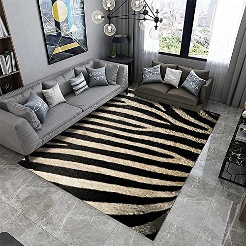 JOKITA Moderner Zebra 3D Teppich, 120 x 170 cm, Schwarz