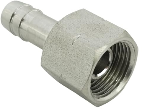 Fittingstore - Schlauchtüllen mit Überwurfmutter& Linksgewinde druckbeständig bis zu PN 40 bar (Sechskant- Bund) (Werkstoff: Edelstahl 1.4571, G 1/4 LINKS - 9 mm)