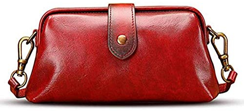 TYTOGE Retro Handgemachte Arzttasche Umhängetasche Damen Vintage Stil Leder Umhängetasche Umhängetasche (Dunkelrot)