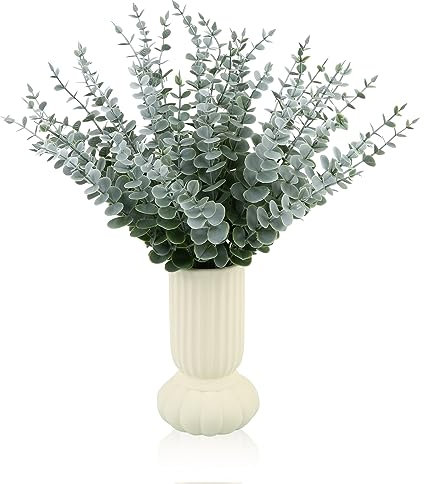 Tuocal 45 Stück Künstliche Eukalyptus Zweige Blätter Eukalyptusblätter Deko Eukalyptus Künstliche Pflanzen für Blumenarrangement Haus Hochzeit Party Tisch Centerpiece Dekoration, Grau Grün