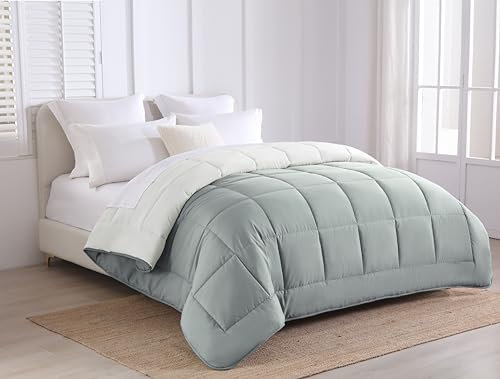 Edredón de Fibra 170 gr/m2 - Edredón Relleno Nórdica Reversible de dos colores Cama 90, 150 x 220 cm - Edredon entretiempo Suave, Transpirable, Ligera, 100% Poliérster, Gris claro y oscuro