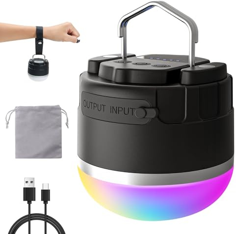 RGB LED Wiederaufladbare Zeltlichter mit 12 Beleuchtungsmodi, IP65-Ultra-Wasserdicht und Staubdicht, ideal für Camping, Wandern und Angeln