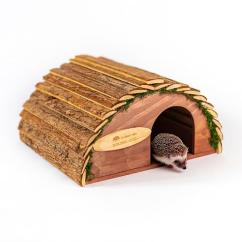 Garden Mile Habitat per riccio, rifugio per ibernazione, in legno, resistente, a prova di predatori, per esterni, casa, tetto in legno, giardino, ricci, fauna selvatica, habitat all'aperto per animali