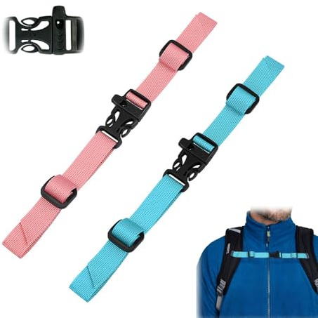 Azwood Zaino cintura toracica regolabile, 2 cinghie pettorali antiscivolo con chiusura rapida per escursioni, cinturino in nylon con fibbia per zaino per viaggi, arrampicata e scuola