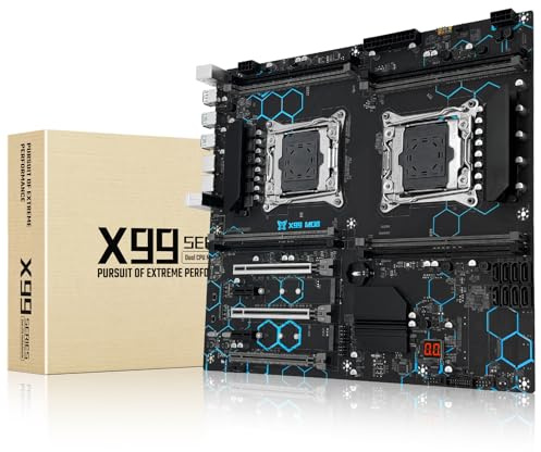 SHANGZHAOYUAN X99 Dual CPU Mainboard LGA 2011-V3 Server Motherboard für Intel Xeon E5 V3/V4 Serie Prozessor (E-ATX, DDR4 Max 256GB, PCIe 3.0, NVME/NGFF M.2, SATA 6Gbps, USB 3.0, Gigabit LAN)