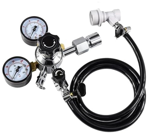 Kit d'assemblage de conduite de gaz de bière avec soupape de surpression, tuyau en PVC, régulateur de CO2 et adaptateur de conversion, parfait pour brassage maison et gazéification de fûts