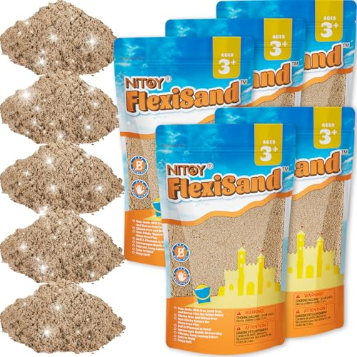 NiToy 5 kg Play Sand, FlexiSand för barn, sensorisk leksak med magisk sand, idealisk present för kreativa sandspel inomhus från 3 år (kaki)
