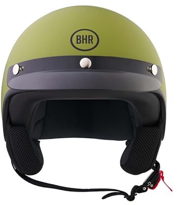 BHR hjälm Demi-Jet 839 – hjälm scooter ECE 22.06 godkänd med främre och mikrometrisk frisättning – matt grön L