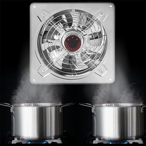 High Performance Bathroom Extractor Fan with Check Valve Wall Mounted Exhaust Fan Stainless Steel Housing 2600Rpm Ventilation Fan for Home Kitchen Garage Industrial Easy To Install 7 inches