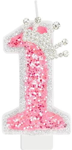 NINFEIQI Birthday Candles Number, Number Candles for Cakes, Number 1 Candle, Cake Topper Number Candles Birthday Decoration for Girls Birthday Party