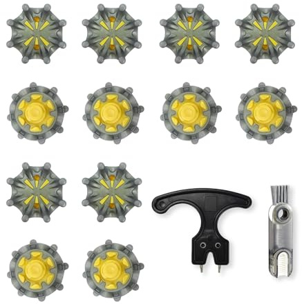 Lot de 12 Crampons de Golf, Crampons pour Chaussures de Golf de Rechange avec Brosse de Nettoyage et Outils de Remplacement.