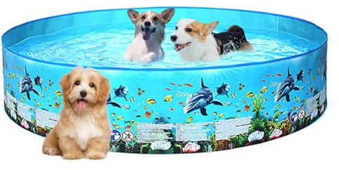 Piscina : bañera portátil de Mascotas, Cuenca de Juego de Agua | Tema de Verano al Aire Libre, construcción Gruesa de PVC, función de Drenaje rápido, Almacenamiento Compacto,