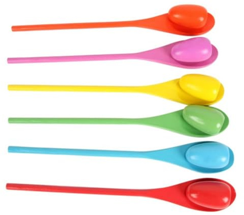 BESPORTBLE 12 Pièces Jeu de Course Œuf et Cuillère Bois Kit Relais Équilibre pour Garçon Fille et Adultes Jeu Extérieur pour Anniversaire Pique- et Sorties Famille Couleurs Assorties