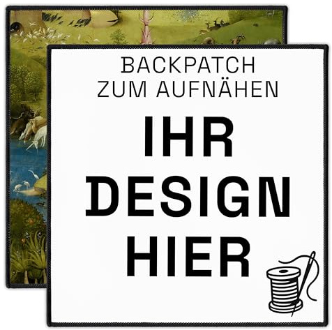 Groß Individuell 25cm Quadrat Aufnäher zum aufnähen | Personalisiert Rückenpatch mit Wunschmotiv, Bild, Foto, Logo | Selbst gestalten Back Patch für Kleidung, Jacke | Custom Bedruckt Sew On Backpatch
