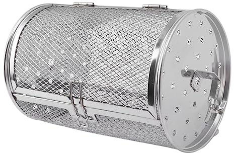 Sonew Rostfritt Stål Rullande Grillkorg för BBQ - Mångsidig för Grillning Av Grönsaker och Nötter, Lätt Att Grilla Mesh, för Camping (A)