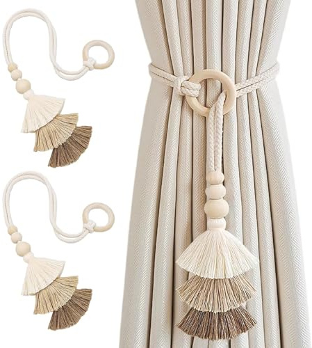 BLPRKOT 2 Piezas Alzapaños Cortinas, Moda Recoge Cortinas, Ajustable Sujeta Cortinas, Abrazaderas Cortinas Fleco Triangular, Soporte Decorativo para Cortinas para Dormitorio Salón y Oficina