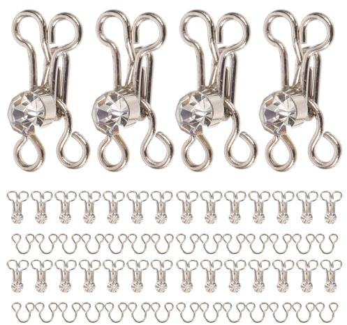 Artibetter 20pcs Metal Sewing Hooks and Eyes Closure Kit for Clothes and Corsets, Easy to Use Fastening Garments Accessories with Retro Silver Design, for Clothing and Sewing Projects