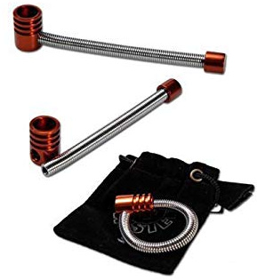 Twister Handpfeife, Schraubpfeife, METALL-Pfeife zerlegbar | 95 mm | EDELSTAHL, Aluminium, orange | 'Twister' Spring Pipe S, mit Samtbeutel