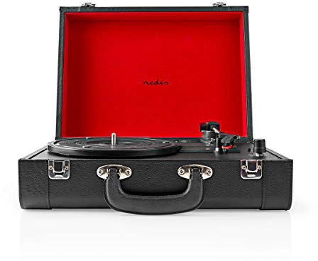 Nedis Giradischi in valigia con Bluetooth nero