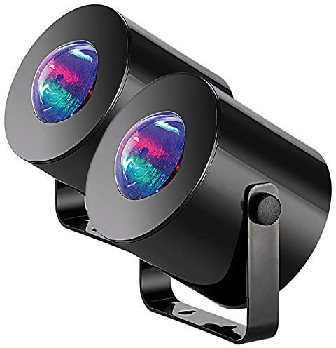 Lunartec Discolicht-Projektor: 2er-Set Mobile Mini-LED-Discolichter mit Batteriebetrieb (Discobeleuchtungen, Disco-Effekt-Beleuchtung)