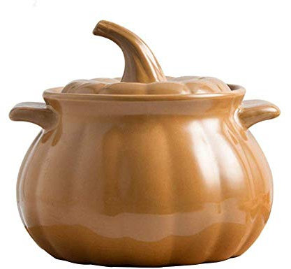 Sywlwxkq Clay Pot for Cooking Cast Iron Casserole Utch Oven Casserole Dish - Pumpkin Shape, Can Be Used for Induction Cooker, Durable and Easy to Clean-Capacity 2L